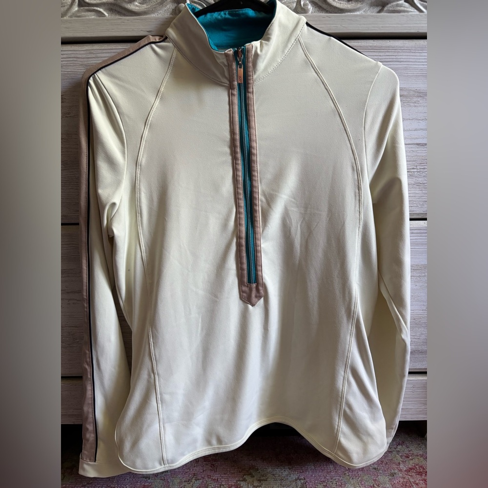 Tail Cream and Tan Zip-Up Sweater